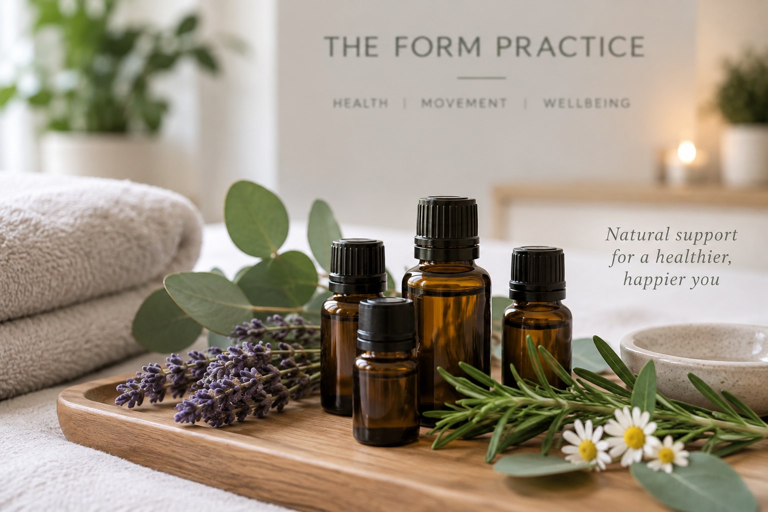 Clinical aromatherapy essential oils at The Form Practice in Hardwick, Cambridge